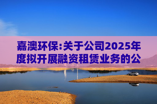 嘉澳环保:关于公司2025年度拟开展融资租赁业务的公告