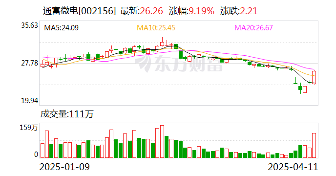 通富微电:2024年净利润同比增长299.9% 拟10派0.45元 第1张 通富微电:2024年净利润同比增长299.9% 拟10派0.45元 第1张